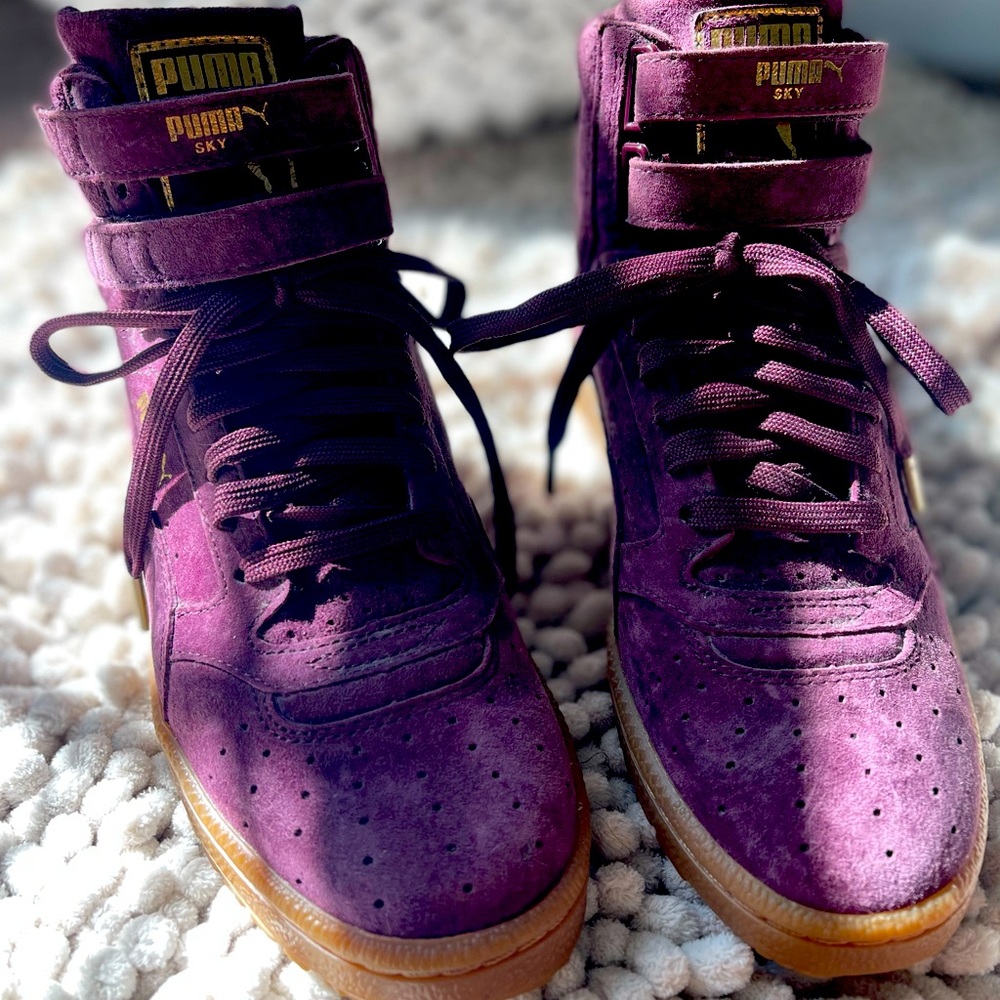Puma Contact Sky Hi Top Purple Suede Sneakers